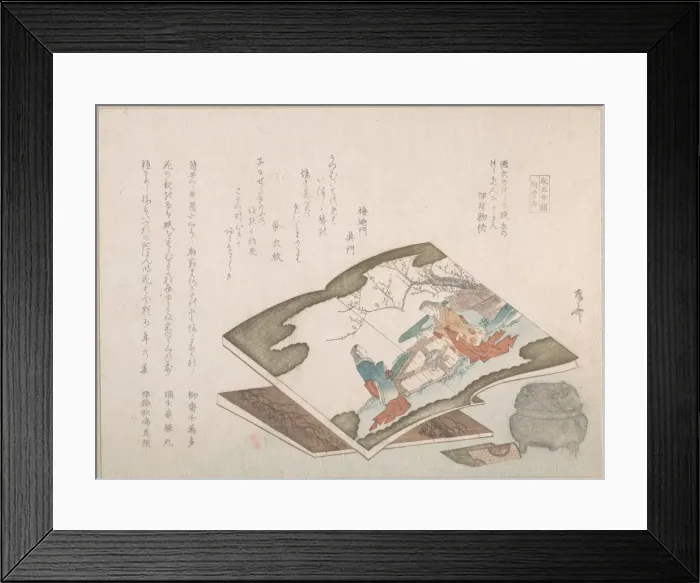 Framed Print : Illustrated Books and an Incense Burner, 19th century. 19th century. Creator: Shinsai Framed Print : Illustrated Books and an Incense Burner, 19th century. 19th century. Creator: Shinsai