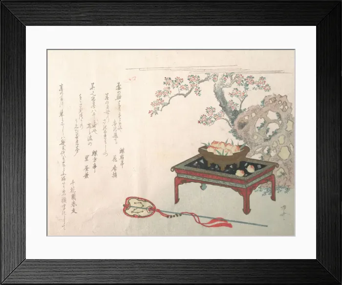 Framed Print : Peaches on a Table, 19th century. 19th century. Creator: Shinsai Framed Print : Peaches on a Table, 19th century. 19th century. Creator: Shinsai