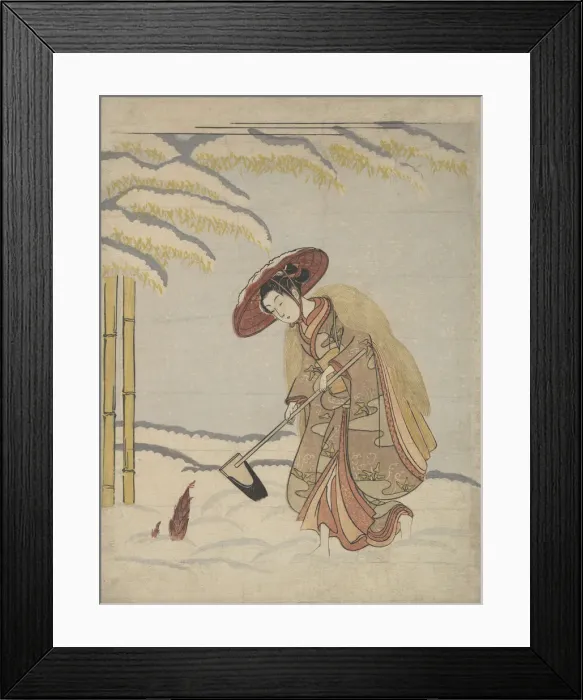 Framed Print : Woman Digging Bamboo Shoots in the Snow, or Parody of Meng Zong (Moso), from Twenty-Fo Framed Print : Woman Digging Bamboo Shoots in the Snow, or Parody of Meng Zong (Moso), from Twenty-Fo