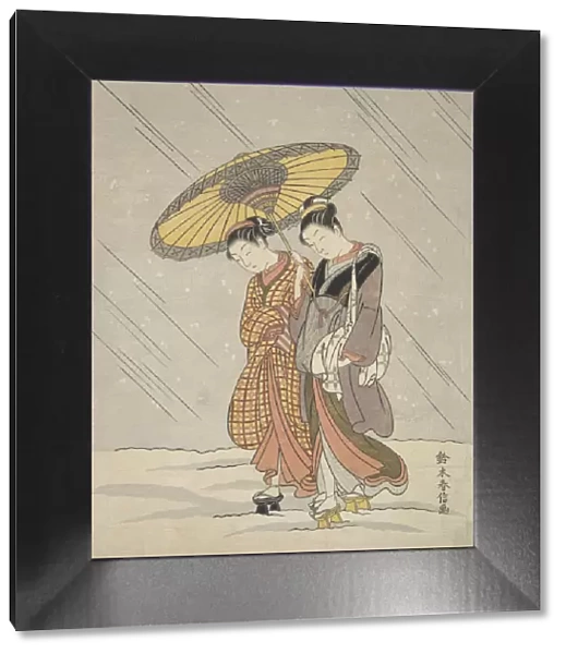 Two Women in a Storm, 1764-72. 1764-72. Creator: Suzuki Harunobu