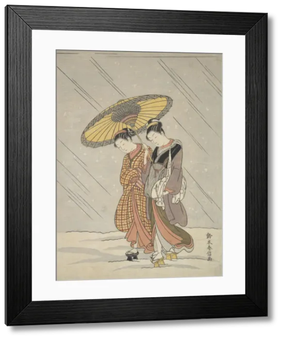 Framed Print : Two Women in a Storm, 1764-72. 1764-72. Creator: Suzuki Harunobu Framed Print : Two Women in a Storm, 1764-72. 1764-72. Creator: Suzuki Harunobu