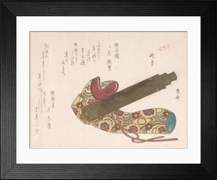 Framed Print : Telescope with Its Bag, 19th century. 19th century. Creator: Shinsai Framed Print : Telescope with Its Bag, 19th century. 19th century. Creator: Shinsai