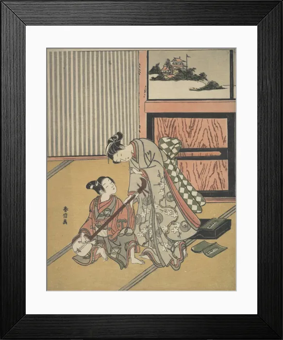 Framed Print : The Music Lesson. Creator: Suzuki Harunobu Framed Print : The Music Lesson. Creator: Suzuki Harunobu