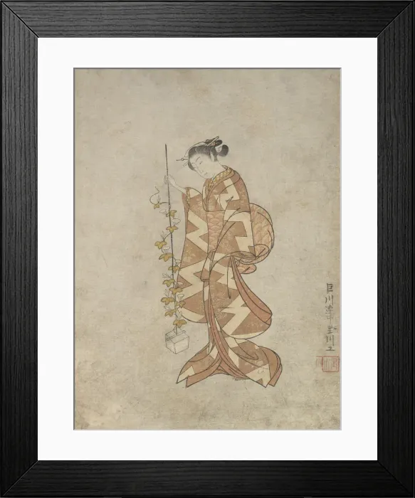 Framed Print : Modern Representation of the Poetess Kaga no Chiyo, ca. 1765. ca. 1765 Framed Print : Modern Representation of the Poetess Kaga no Chiyo, ca. 1765. ca. 1765