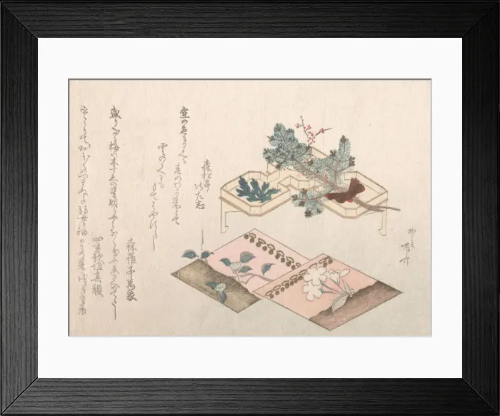Framed Print : Spring Rain Collection (Harusame shu), vol. 2: Pine Shoots and Accoutrements for N Framed Print : Spring Rain Collection (Harusame shu), vol. 2: Pine Shoots and Accoutrements for N