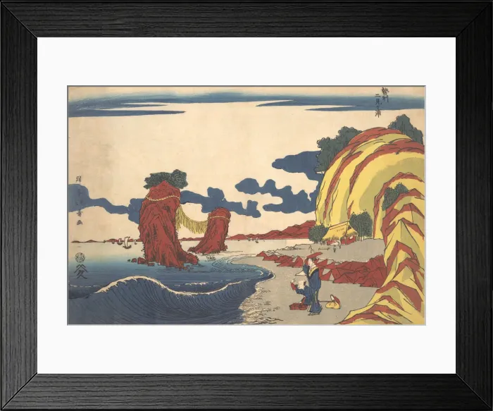Framed Print : View of Futami Beach at Ise, early 19th century. early 19th century Framed Print : View of Futami Beach at Ise, early 19th century. early 19th century