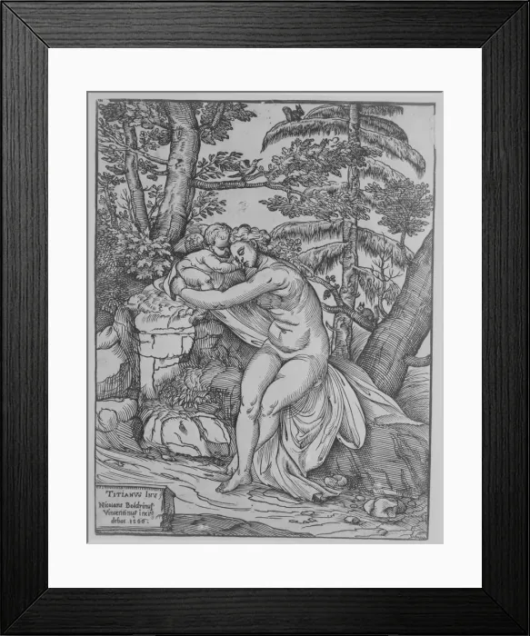 Framed Print : Venus and Cupid, 1566. 1566. Creator: Nicolo Boldrini Framed Print : Venus and Cupid, 1566. 1566. Creator: Nicolo Boldrini