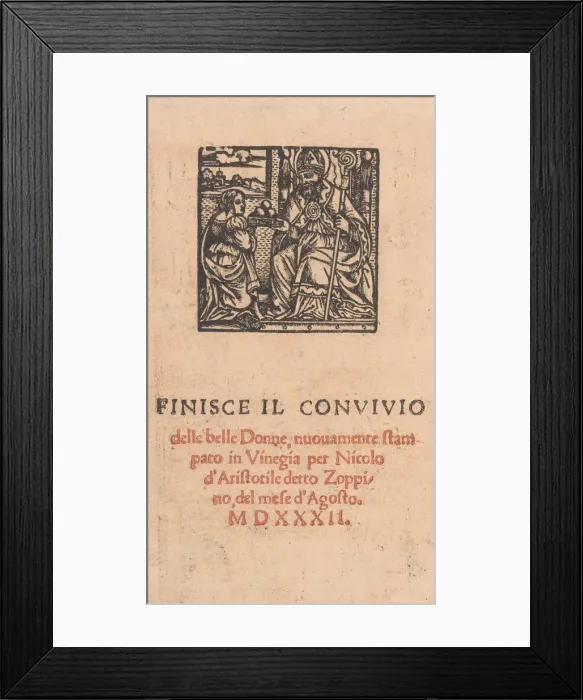 Framed Print : Convivio delle Belle Donne, page 22 (verso), August 1532. August 1532 Framed Print : Convivio delle Belle Donne, page 22 (verso), August 1532. August 1532