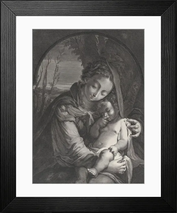 Framed Print : Virgin with the sleeping Christ child, 1708. 1708. Creator: Nicolas Etienne Edelinck Framed Print : Virgin with the sleeping Christ child, 1708. 1708. Creator: Nicolas Etienne Edelinck