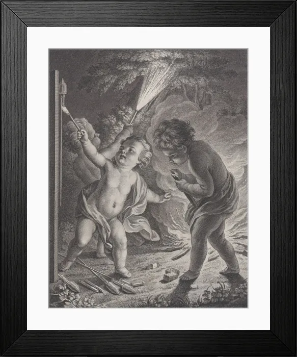 Framed Print : Celebrating Peace (Rejouissances pour la paix), three putti with fireworks, 1745-71 Framed Print : Celebrating Peace (Rejouissances pour la paix), three putti with fireworks, 1745-71