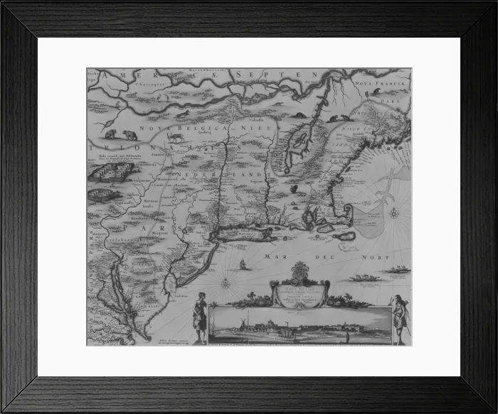 Framed Print : Novi Belgii Novaeque Angliae Nec Non Partis Virginiae, 1651-55. 1651-55 Framed Print : Novi Belgii Novaeque Angliae Nec Non Partis Virginiae, 1651-55. 1651-55