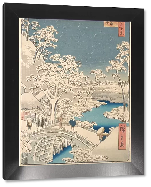 The Taiko (Drum) Bridge and the Yuhi Mound at Meguro, 1857. 1857. Creator: Ando Hiroshige