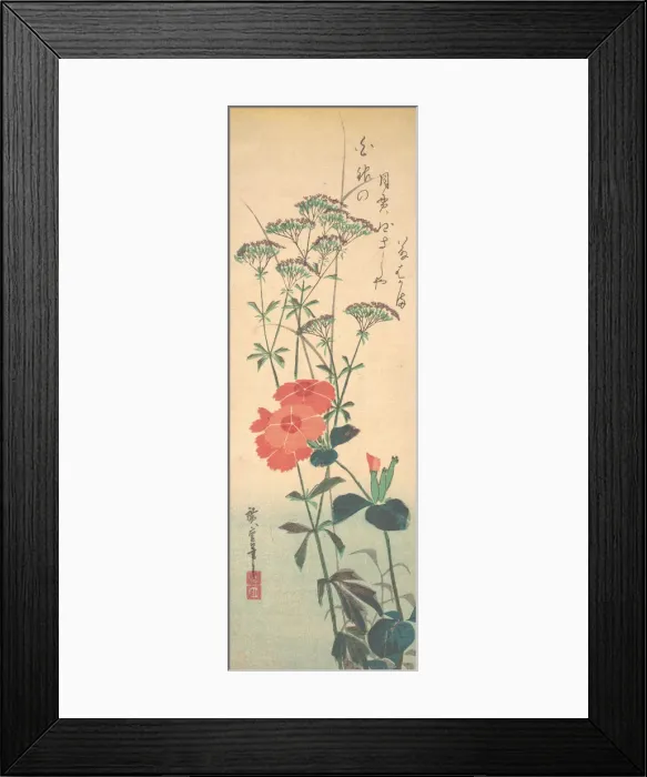 Framed Print : Superb Pinks and Chinese Agrimony, ca. 1836. ca. 1836. Creator: Ando Hiroshige