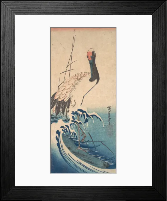Framed Print : Crane and Surf, ca. 1833. ca. 1833. Creator: Ando Hiroshige Framed Print : Crane and Surf, ca. 1833. ca. 1833. Creator: Ando Hiroshige