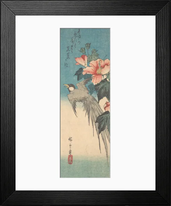 Framed Print : Hibiscus Mutabilis and Long-Tailed Bird, ca. 1842. ca. 1842. Creator: Ando Hiroshige Framed Print : Hibiscus Mutabilis and Long-Tailed Bird, ca. 1842. ca. 1842. Creator: Ando Hiroshige