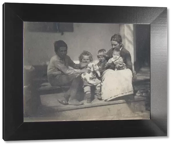 [Frances Crowell with Unidentified Boy, Katie, James, and Frances Crowell], 1890. 1890