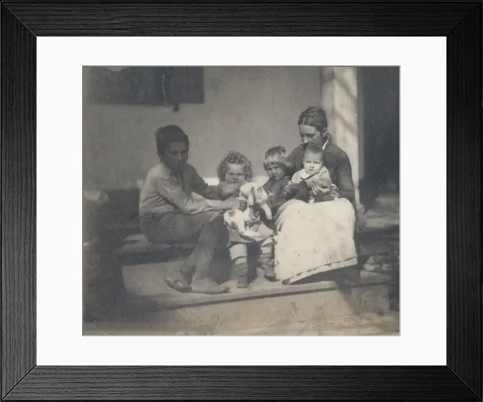 Framed Print : [Frances Crowell with Unidentified Boy, Katie, James, and Frances Crowell], 1890. 1890