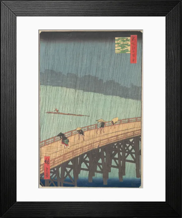 Framed Print : Sudden Shower over Shin-Ohashi Bridge and Atake (Ohashi Atake no yudachi), from the series... 1857. Creator: Ando Hiroshige Framed Print : Sudden Shower over Shin-Ohashi Bridge and Atake (Ohashi Atake no yudachi), from the series... 1857. Creator: Ando Hiroshige