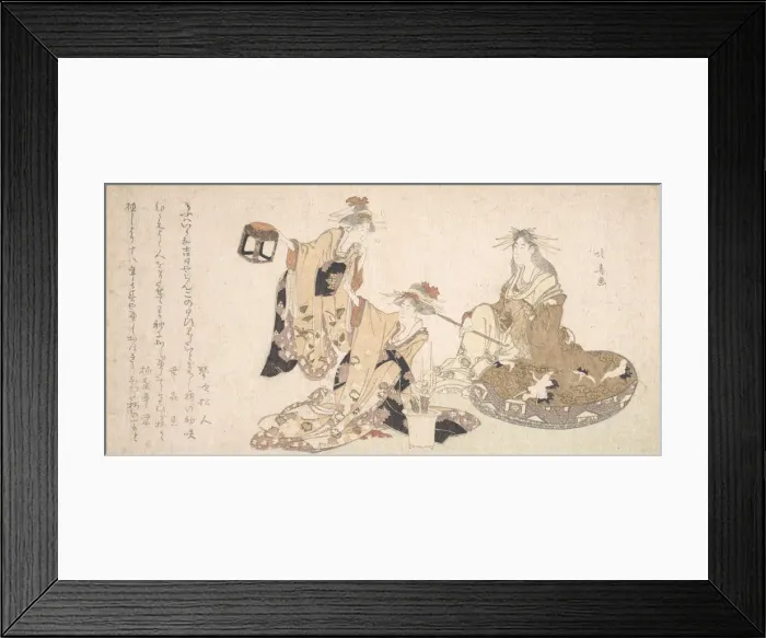 Framed Print : Three Young Ladies Visiting Together. Creator: Hokuba Framed Print : Three Young Ladies Visiting Together. Creator: Hokuba