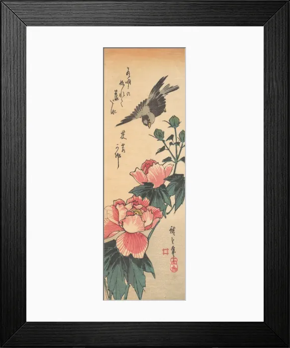 Framed Print : Sparrow and Hibiscus, ca. 1834. ca. 1834. Creator: Ando Hiroshige Framed Print : Sparrow and Hibiscus, ca. 1834. ca. 1834. Creator: Ando Hiroshige