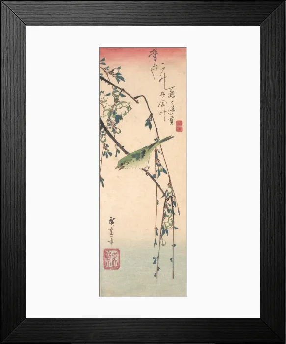 Framed Print : Warbler on a Plum Branch, ca. 1835. ca. 1835. Creator: Ando Hiroshige Framed Print : Warbler on a Plum Branch, ca. 1835. ca. 1835. Creator: Ando Hiroshige