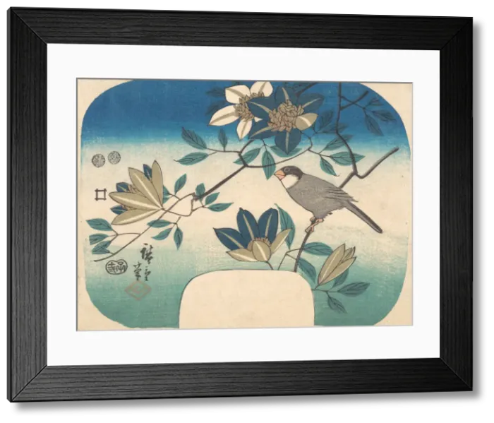 Framed Print : Clematis and Bird, 1852. 1852. Creator: Ando Hiroshige Framed Print : Clematis and Bird, 1852. 1852. Creator: Ando Hiroshige