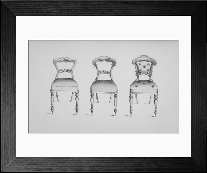 Framed Print : Specimens of Furniture in the Elizabethan & Louis Quatorze Styles. Adapted for Mod Framed Print : Specimens of Furniture in the Elizabethan & Louis Quatorze Styles. Adapted for Mod