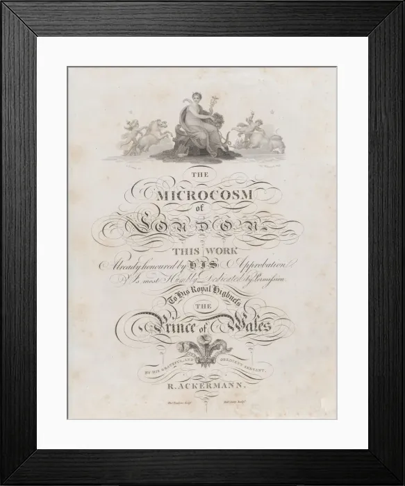 Framed Print : Title Page, The Microcosm of London, 1808. 1808. Creators: Robert Ashby Framed Print : Title Page, The Microcosm of London, 1808. 1808. Creators: Robert Ashby