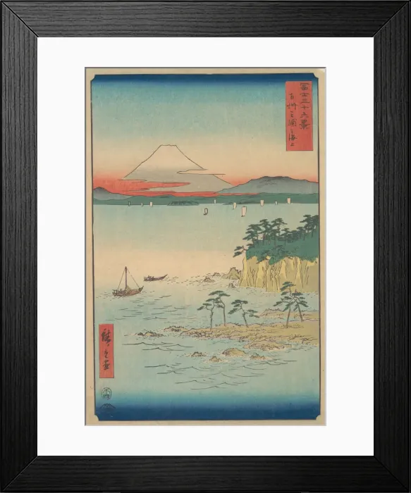Framed Print : Fuji from Miura, Sagami (Soshu Miura no Kaijo), from the series Thirty-six Views of Mount... 1858. Creator: Ando Hiroshige Framed Print : Fuji from Miura, Sagami (Soshu Miura no Kaijo), from the series Thirty-six Views of Mount... 1858. Creator: Ando Hiroshige