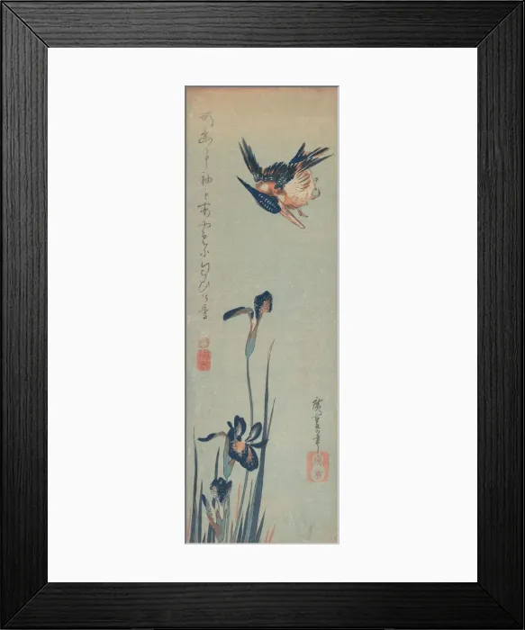 Framed Print : Kingfisher and Irises, 1832-34. 1832-34. Creator: Ando Hiroshige