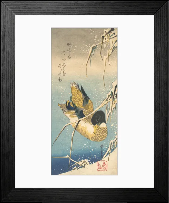 Framed Print : Mallard Duck and Snow-covered Reeds, ca. 1832. ca. 1832. Creator: Ando Hiroshige Framed Print : Mallard Duck and Snow-covered Reeds, ca. 1832. ca. 1832. Creator: Ando Hiroshige