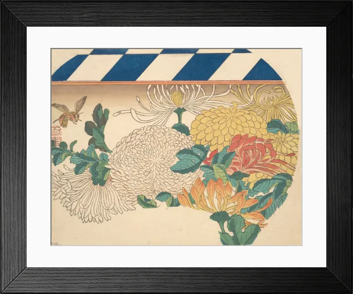Framed Print : Chrysanthemums in Fan-shaped Design, 1840s. 1840s. Creator: Ando Hiroshige Framed Print : Chrysanthemums in Fan-shaped Design, 1840s. 1840s. Creator: Ando Hiroshige