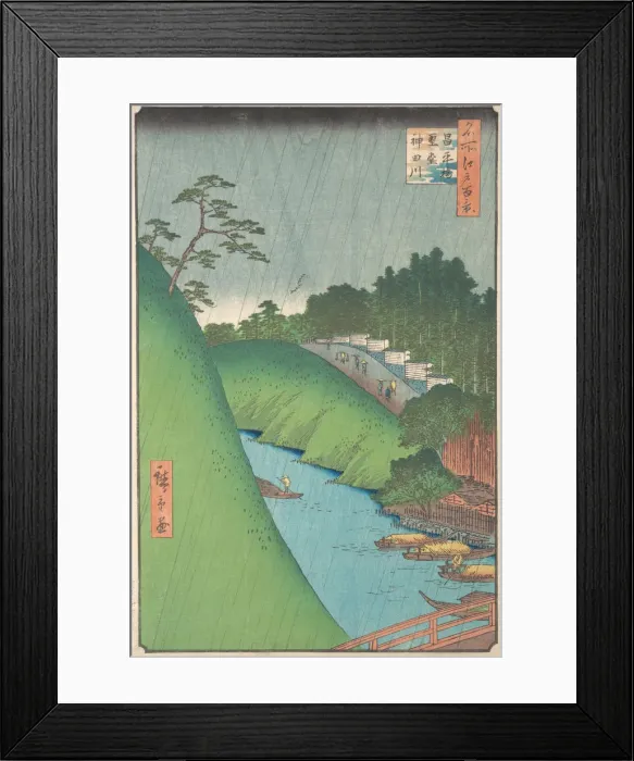 Framed Print : Shohei Bridge, Seido Temple and Kanda River, 1857. 1857. Creator: Ando Hiroshige Framed Print : Shohei Bridge, Seido Temple and Kanda River, 1857. 1857. Creator: Ando Hiroshige