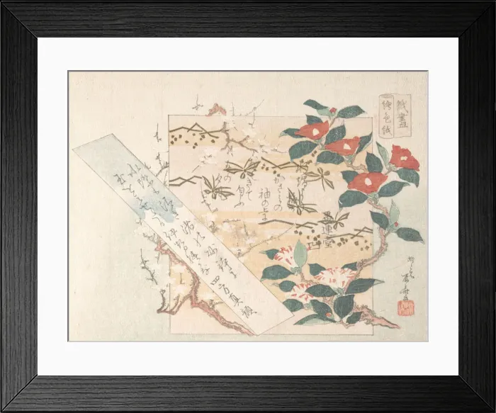 Framed Print : Designs of Writing-Paper with Flowers, 19th century. 19th century. Creator: Shinsai Framed Print : Designs of Writing-Paper with Flowers, 19th century. 19th century. Creator: Shinsai