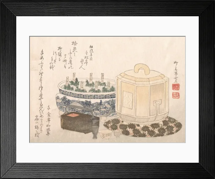 Framed Print : Fire-Holder and Flower-Pot, 19th century. 19th century. Creator: Shinsai Framed Print : Fire-Holder and Flower-Pot, 19th century. 19th century. Creator: Shinsai
