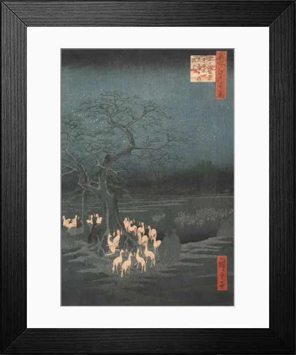Framed Print : New Year's Eve Foxfires at the Changing Tree, Oji, ca. 1857. ca. 1857. Creator: Ando Hiroshige Framed Print : New Year's Eve Foxfires at the Changing Tree, Oji, ca. 1857. ca. 1857. Creator: Ando Hiroshige