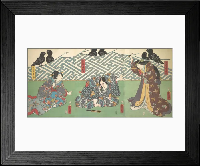 Framed Print : Three Actors on Stage: Kumagai Naozane, 1858. 1858. Creator: Utagawa Kunisada Framed Print : Three Actors on Stage: Kumagai Naozane, 1858. 1858. Creator: Utagawa Kunisada