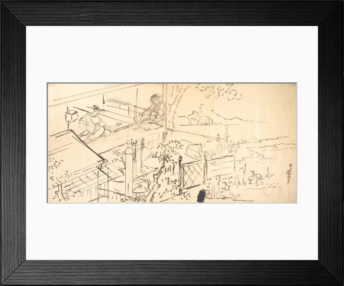 Framed Print : Two Courtesans Enjoying the View from a Teahouse. Creators: Utagawa Kunisada Framed Print : Two Courtesans Enjoying the View from a Teahouse. Creators: Utagawa Kunisada
