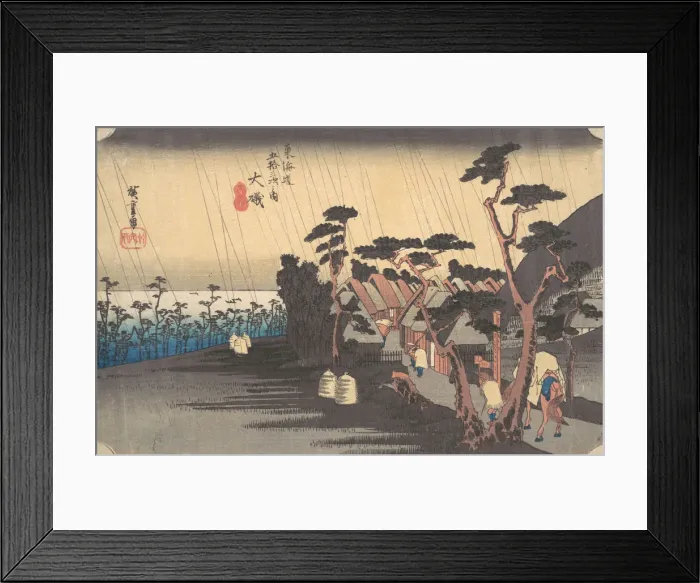 Framed Print : Tiger Rain at Oiso Station, ca. 1834. ca. 1834. Creator: Ando Hiroshige Framed Print : Tiger Rain at Oiso Station, ca. 1834. ca. 1834. Creator: Ando Hiroshige