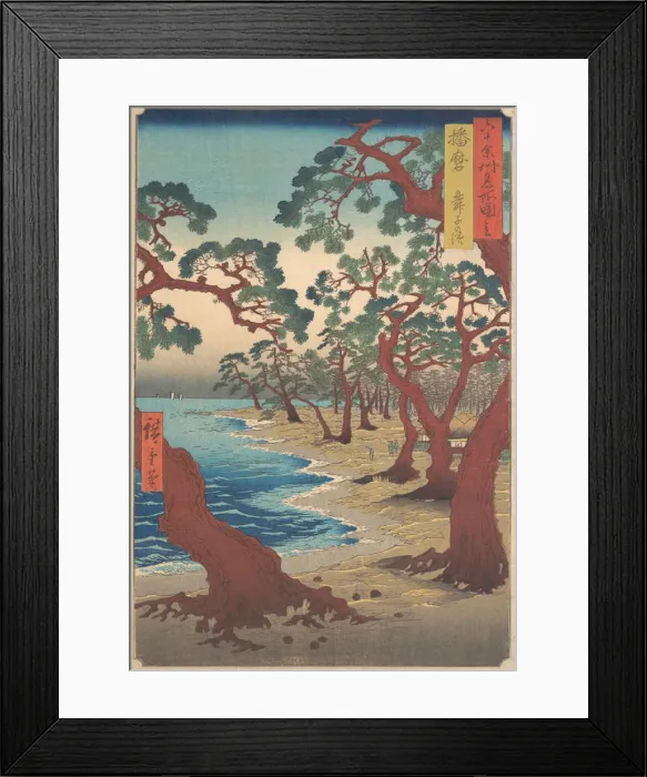 Framed Print : Maiko Beach, Harima Province, from the series Views of Famous Places in the Sixty-Odd... ca. 1853. Creator: Ando Hiroshige Framed Print : Maiko Beach, Harima Province, from the series Views of Famous Places in the Sixty-Odd... ca. 1853. Creator: Ando Hiroshige