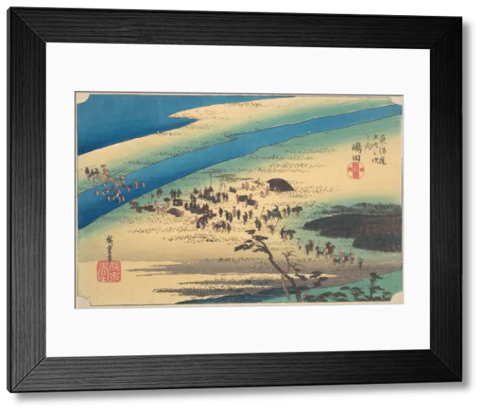 Framed Print : Shimada, Oigawa Shun Gan, ca. 1834. ca. 1834. Creator: Ando Hiroshige Framed Print : Shimada, Oigawa Shun Gan, ca. 1834. ca. 1834. Creator: Ando Hiroshige