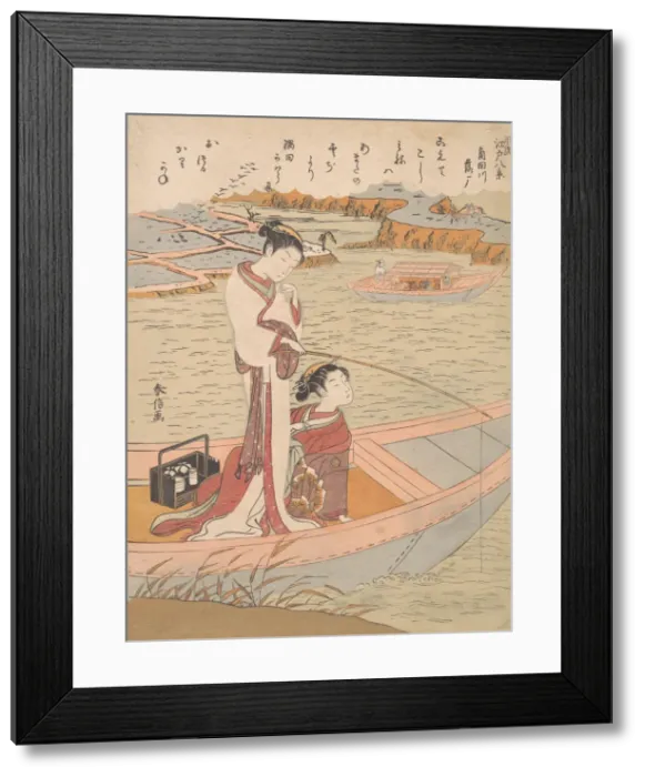 Framed Print : Wild Geese Flying Down the Sumida River, ca. 1769. ca. 1769. Creator: Suzuki Harunobu Framed Print : Wild Geese Flying Down the Sumida River, ca. 1769. ca. 1769. Creator: Suzuki Harunobu