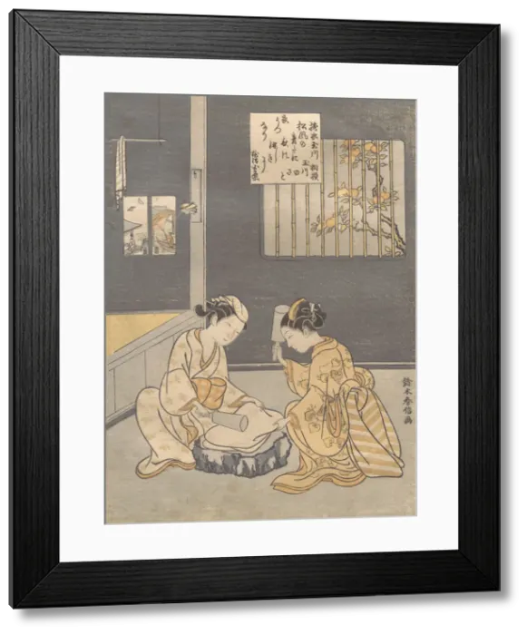 Framed Print : Fulling Cloth at the Jewel River (Kinuta no Tamagawa), ca. 1768. ca. 1768