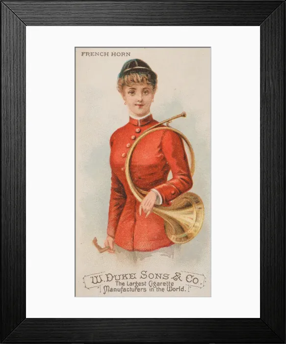 Framed Print : French Horn, from the Musical Instruments series (N82) for Duke brand cigarettes, 1888 Framed Print : French Horn, from the Musical Instruments series (N82) for Duke brand cigarettes, 1888