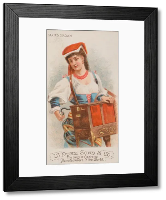 Framed Print : Hand Organ, from the Musical Instruments series (N82) for Duke brand cigarettes, 1888 Framed Print : Hand Organ, from the Musical Instruments series (N82) for Duke brand cigarettes, 1888