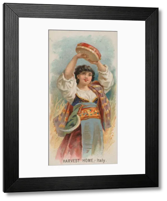 Framed Print : Harvest Home, Italy, from the Holidays series (N80) for Duke brand cigarettes, 1890 Framed Print : Harvest Home, Italy, from the Holidays series (N80) for Duke brand cigarettes, 1890
