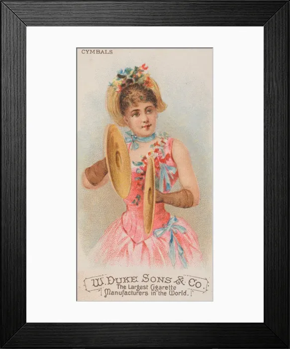 Framed Print : Cymbals, from the Musical Instruments series (N82) for Duke brand cigarettes, 1888. 1888 Framed Print : Cymbals, from the Musical Instruments series (N82) for Duke brand cigarettes, 1888. 1888