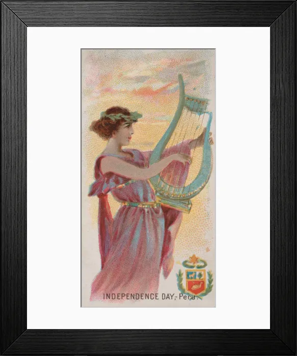 Framed Print : Independence Day, Peru, from the Holidays series (N80) for Duke brand cigarettes, 1890 Framed Print : Independence Day, Peru, from the Holidays series (N80) for Duke brand cigarettes, 1890