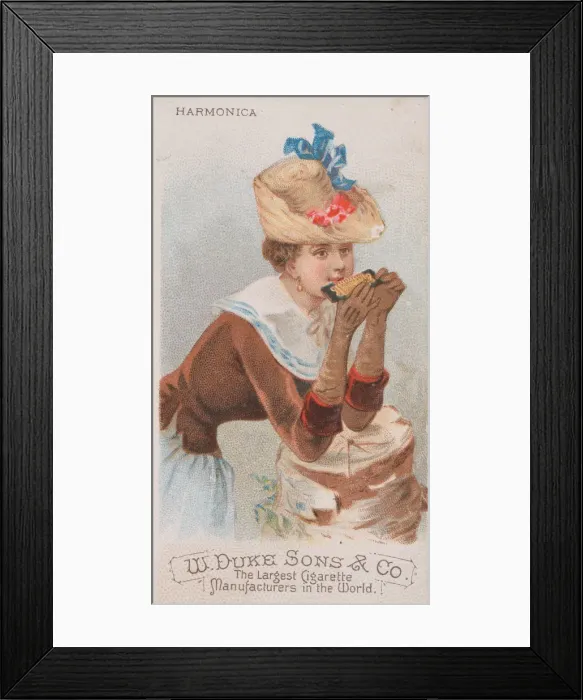 Framed Print : Harmonica, from the Musical Instruments series (N82) for Duke brand cigarettes, 1888 Framed Print : Harmonica, from the Musical Instruments series (N82) for Duke brand cigarettes, 1888