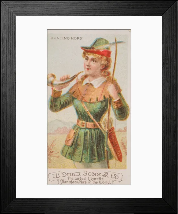 Framed Print : Hunting Horn, from the Musical Instruments series (N82) for Duke brand cigarettes, 1888 Framed Print : Hunting Horn, from the Musical Instruments series (N82) for Duke brand cigarettes, 1888